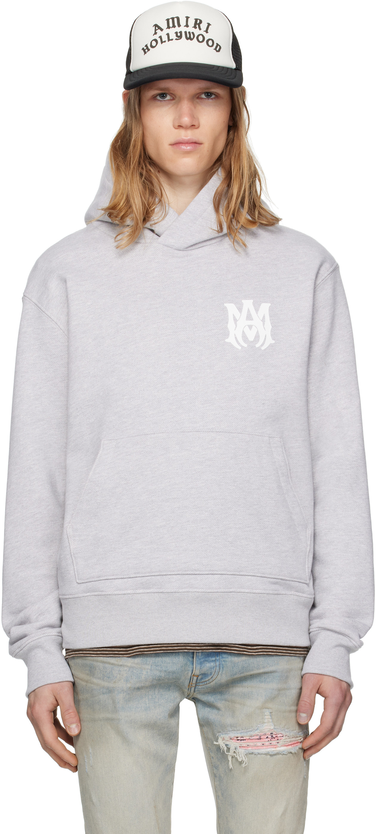 AMIRI Gray MA Core Logo Hoodie